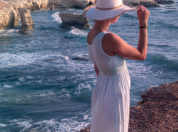 Waves at Sea Caves in Paphos Cyprus
